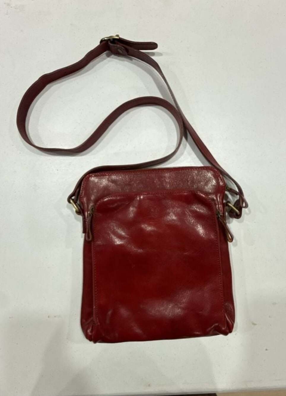 Italian Leather Slim Crossbody Organizer Messenger Bag